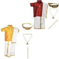 Amirtha Fashion diwali dress for boys -Traditional Dhoti & Shirts SET