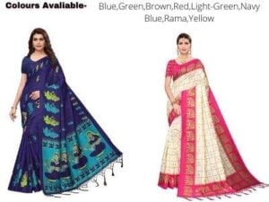 Anni Designer Indian Women's Kalamkari Silk Saree with Blouse Piece