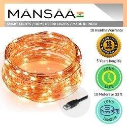 MANSAA 10 MTR 100 LED USB String Diwali lights made in india